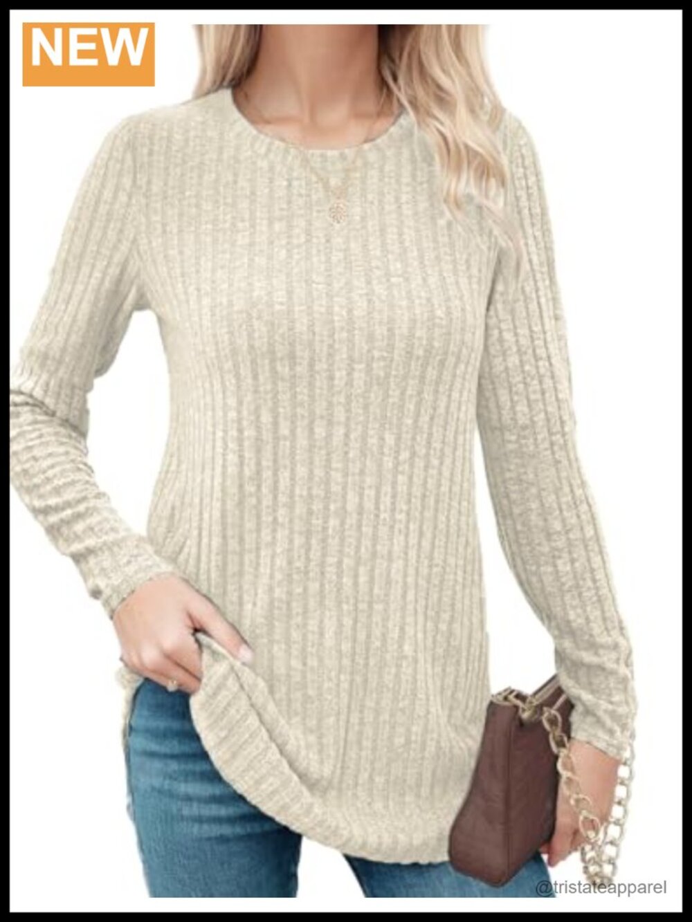 Womens Long Sleeve Tunic Top Lightweight Crew Neck Blouse